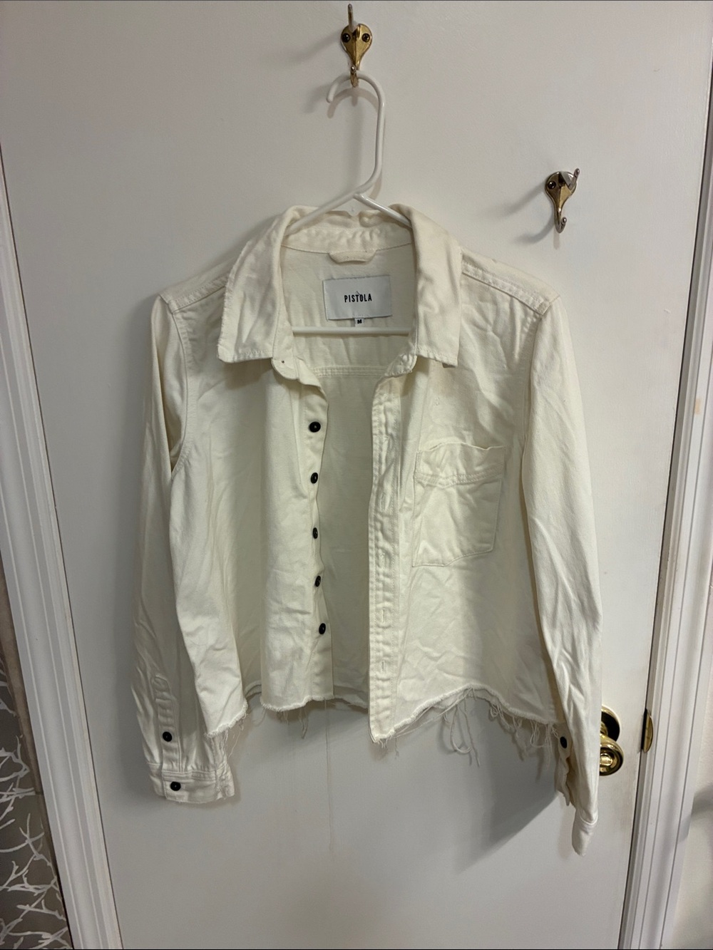 Pistola Off-White Button Front Denim Jacket Sz M-100% cotton